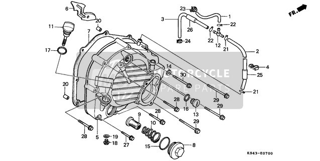 Honda CN250 1987 Derecho Caja del cigüeñal Cubrir para un 1987 Honda CN250